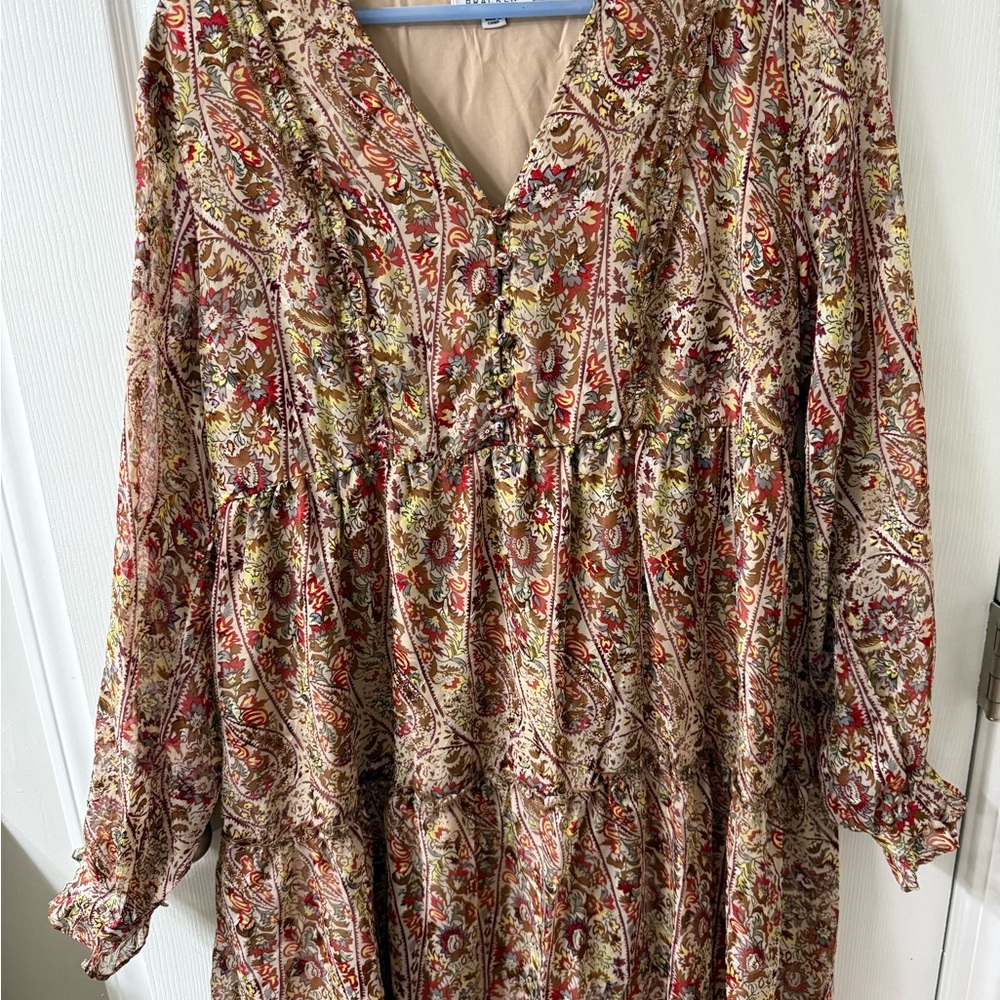 Molly Bracken Multicolor Paisley Long Sleeve Dress